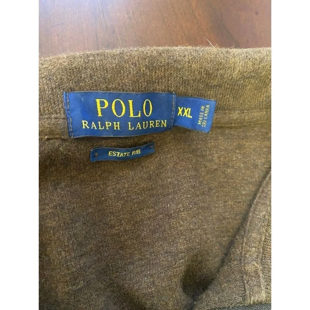 Polo Ralph Lauren Quarter Zip Pullover Sweater Brown‎ Casual Mens XXL Coastal